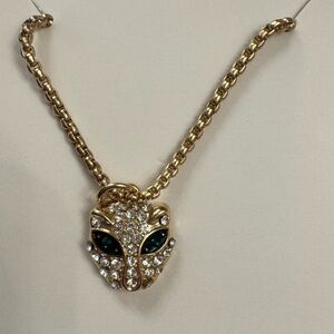 Effy Gold Faux Diamond Cat Face Pendant Rope Necklace